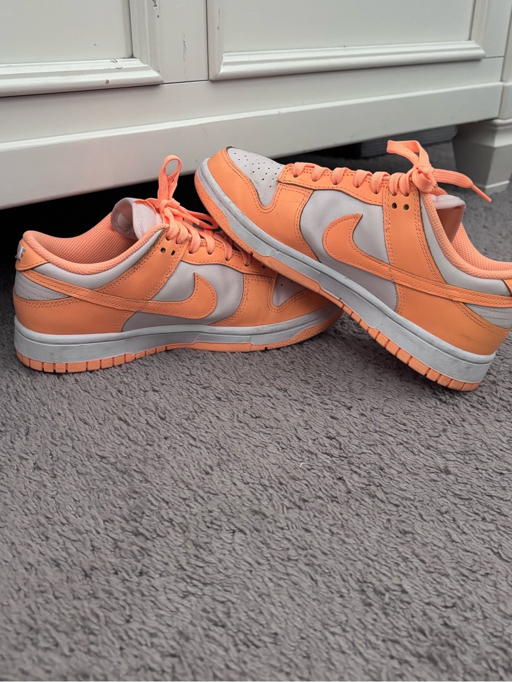 Nike Women's Peach and White Low-Top Sneakers